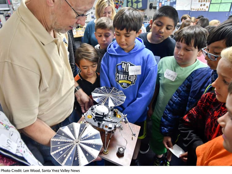 Buellton School students look at NASA's model of the Mars